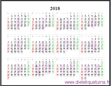 PDF du calendrier chinois 2018 à télécharger